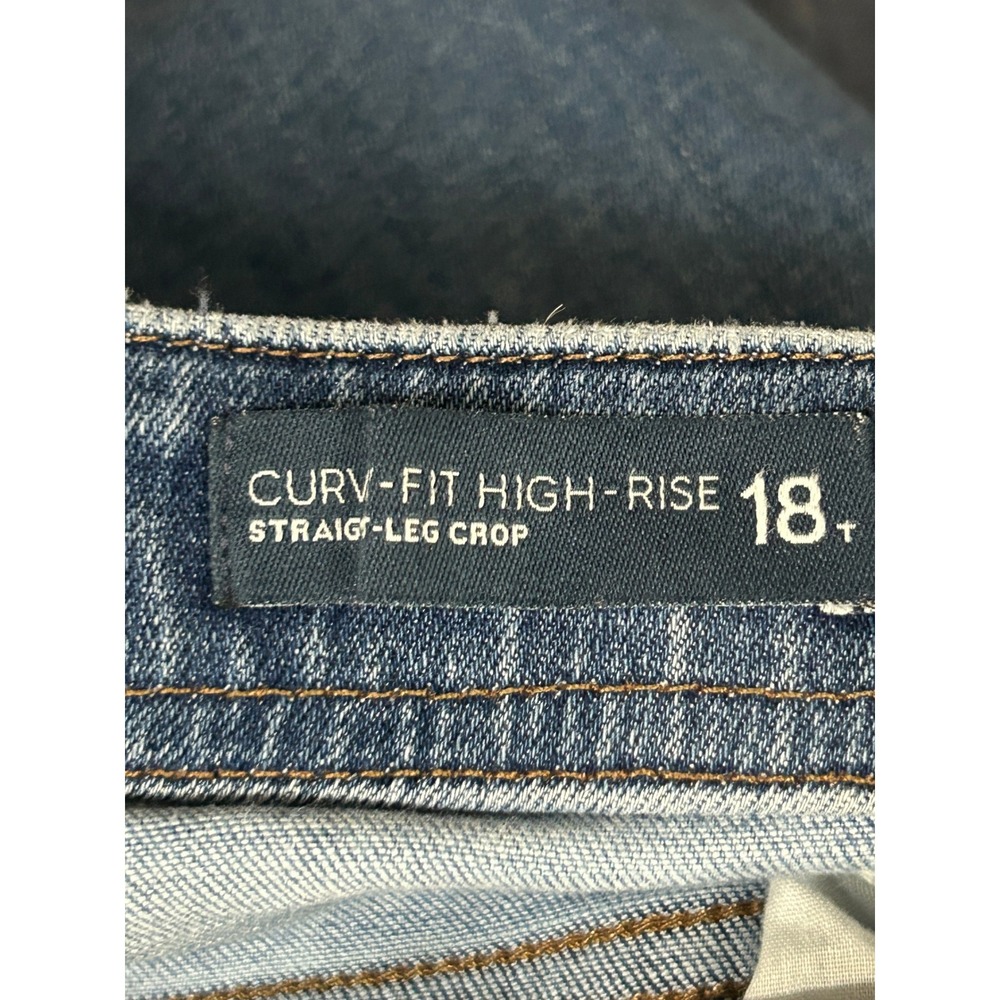 J.Jill Denim Curv-Fit High-Rise Straight-Leg‎ Crop Jeans Blue Size 18T Raw Hem - Picture 3 of 11
